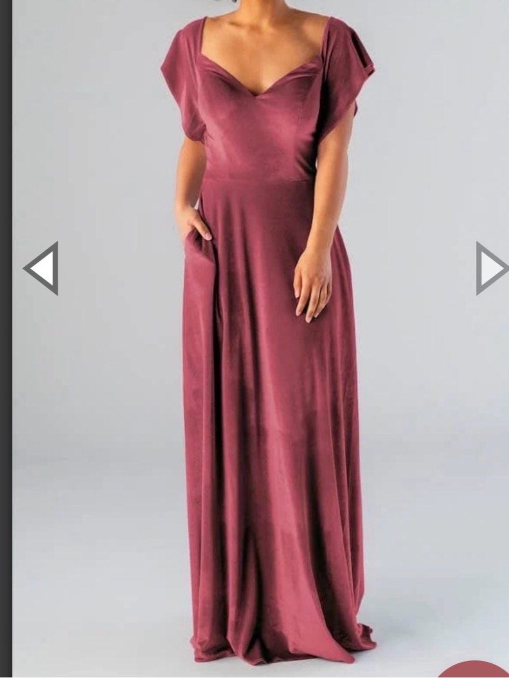 KENNEDY BLUE Evelyn rosewood pink velvet full length bridesmaid dress sz 16